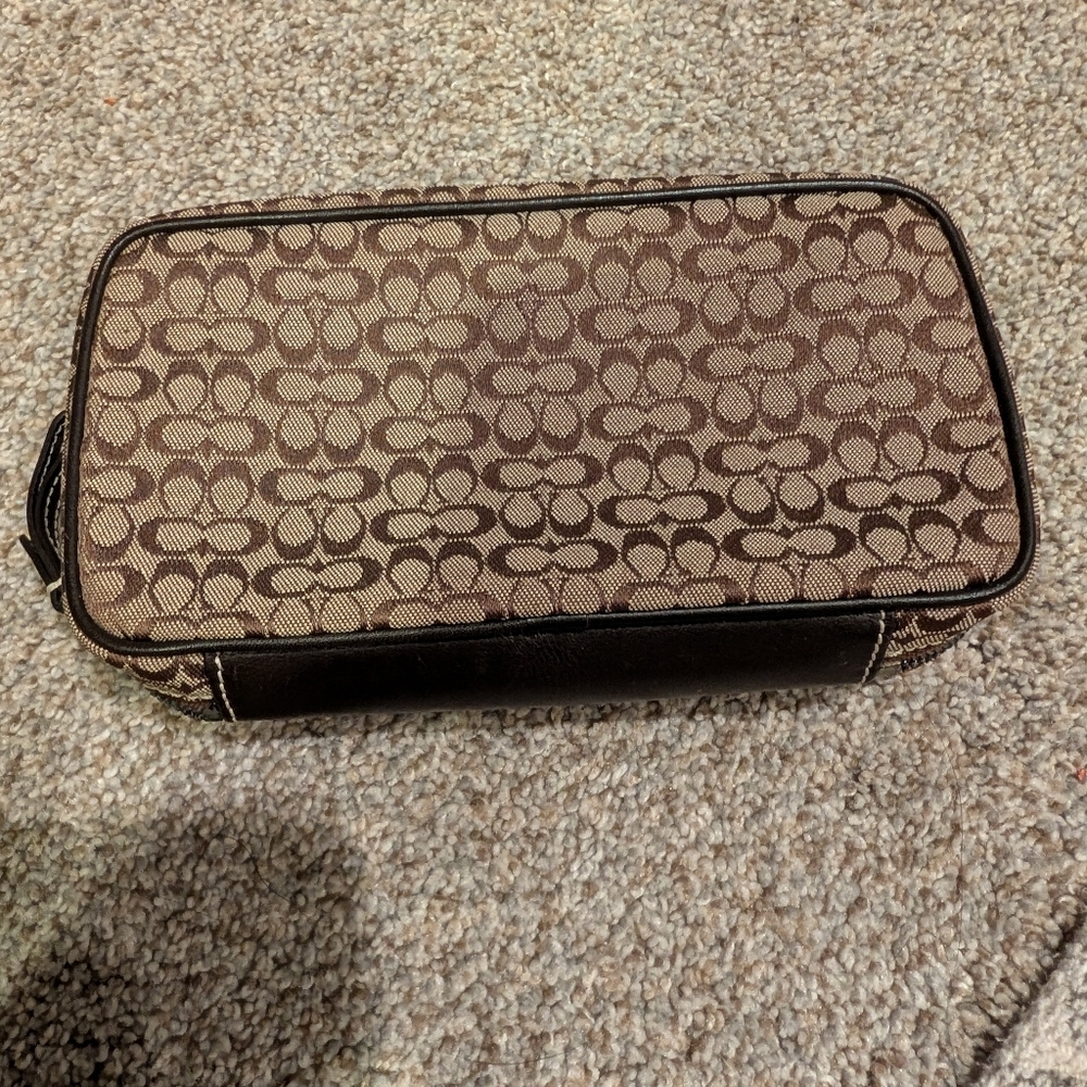 Coach Dark Brown Leather Accent Bag